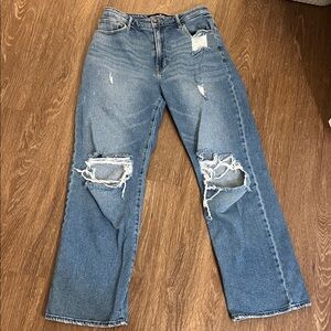 Hollister Ultra High Rise Dad Jean Distressed Blue Women's Jeans 5R